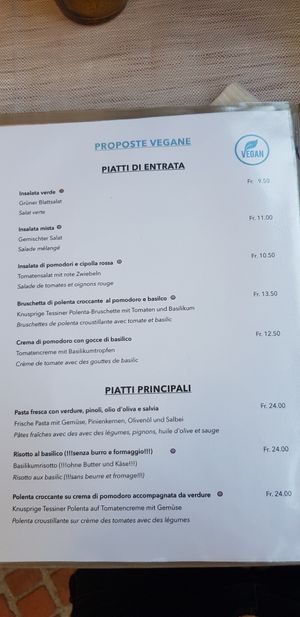 Someone wrote, the gnocchi arn't vegan and now they aren't on the vegan menu section anymore at Fiorentina in Locarno