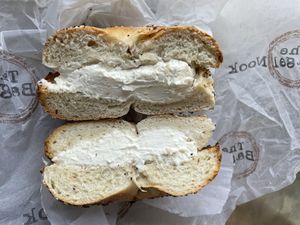 Everything with scallion vegan cream cheeze available  at The Bagel Nook in Princeton
