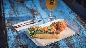 Vegan hot dog  at BrewDog in Indianapolis