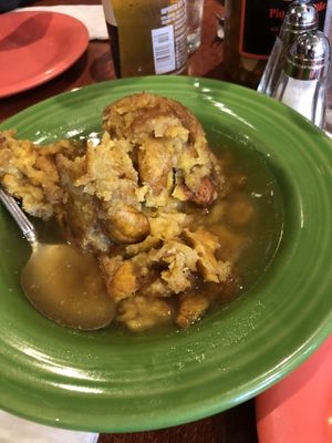 Mofongo! Green plantains in a garlicky broth. Sorry, we were hungry and forgot to take the photo until after we dug in!  at El Coqui in Santa Rosa