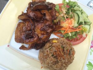 vegan meat  at Loving Hut in Hannover