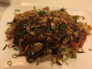 noodles with fried seitan at Loving Hut in Hannover