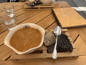 Jota (slovenian soup with beans and sauerkraut )  at Moji Struklji - My Dumplings of Slovenia in Ljubljana