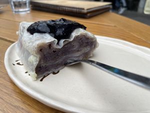 Vegan plum cinnamon dumpling (served warm)  at Moji Struklji - My Dumplings of Slovenia in Ljubljana