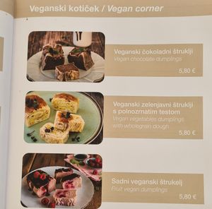 The vegan options at Moji Struklji - My Dumplings of Slovenia in Ljubljana