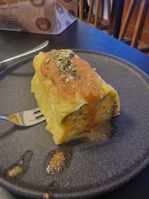 Pumpkin mozzarella vegan wow! at Moji Struklji - My Dumplings of Slovenia in Ljubljana