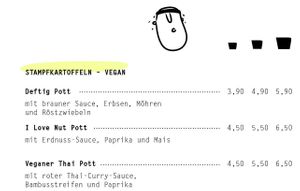 Vegan Offer at Kartoffel Pott in Dortmund