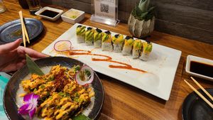 Desert Gold and Ocotillo Roll at Chikyū Vegan Sushi Bar & Izakaya in Las Vegas