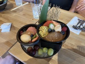 Sorbet and chocolate mousse .  at Chikyū Vegan Sushi Bar & Izakaya in Las Vegas