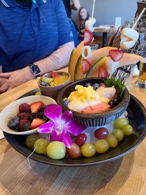 Fruit and sorbet dessert at Chikyū Vegan Sushi Bar & Izakaya in Las Vegas