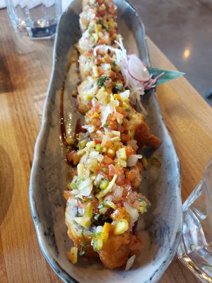 Sunray roll and snapdragon. at Chikyū Vegan Sushi Bar & Izakaya in Las Vegas