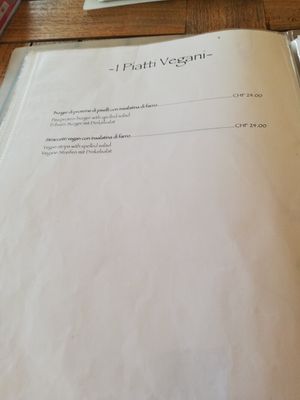 Menu at Mary in Lugano