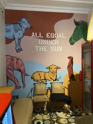 Cute wall inside at Limonita Express in Istanbul