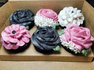 Black and pink bouquet  at Oh My Gosh Ganache in Frederick