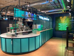 Shop inside Kantini at Vedang - green burger | Bikini in Berlin