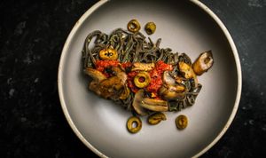 Black bean Pasta at Healthylicious UK in Brighton