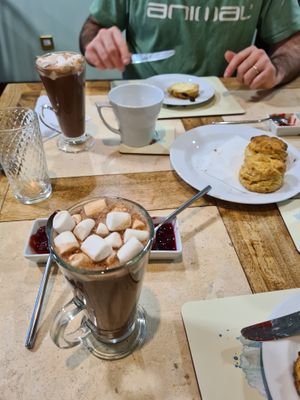 Hot chocolates and homemade warm scones at Goats & Oats at Garsdale in Sedbergh