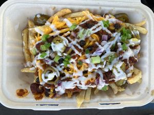Big chili-i cheese fries at Pure Soul PB Eats in Sacramento