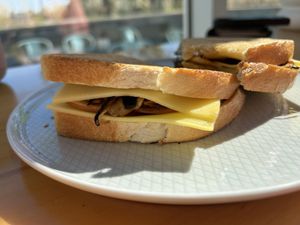 Caramelized grilled cheese with pears - the best!   at Naturally Vero in Chelsea
