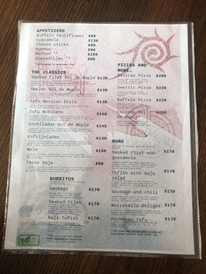 Menu 1  at Sol de Maple in Cozumel