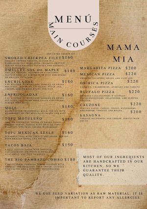 Main courses at Sol de Maple in Cozumel