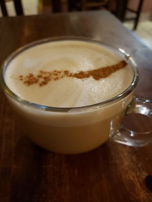 Yummy Cappuccino with coconut milk at Sol de Maple in Cozumel