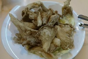 Deep Fried Organic Oyster Mushrooms - without sauce (sauce is not vegan)  at City Veggie in Kota Kinabalu