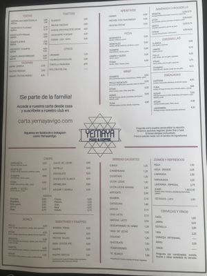 Carta con vegan opciones. Mirar actualizaciones en web at Yemaya in Vigo