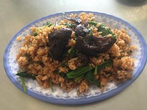 Rice and mushroom at Vegetarian Food in Phnom Penh