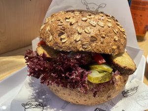 Tempeh burger  at Krowarzywa - Monte Cassino in Szczecin