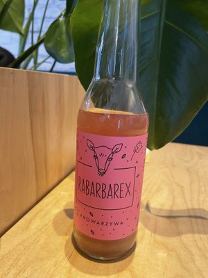 Rhubarb drink  at Krowarzywa - Monte Cassino in Szczecin