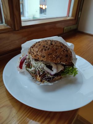 Pastrami Burger with vegan Greek cheese! at Krowarzywa - Monte Cassino in Szczecin