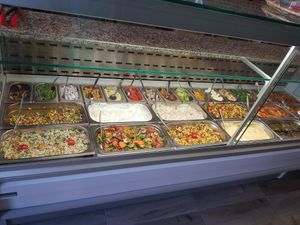 Food selection at Green Olive in Luxembourg City