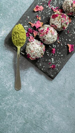 Rose Matcha Energy Balss at Greenology Artisan Desserts in Nicosia