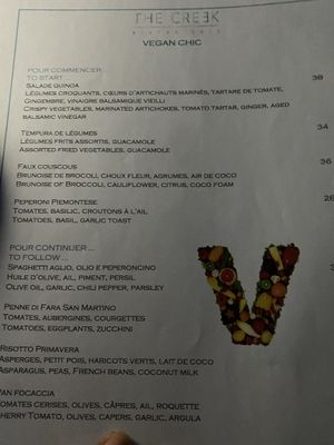 Menu at The Creek Bistro Chic in Tunis