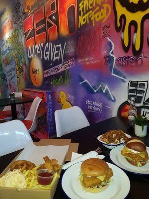 7"box, 'small' chick burger, mothetclucker, small poutine #Veganuary at Zero Clucks Given in Birkenhead