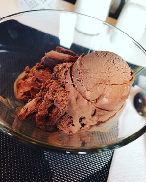 Rice chocolate ice cream at La Boule de Chrystal in Ottignies-louvain-la-neuve