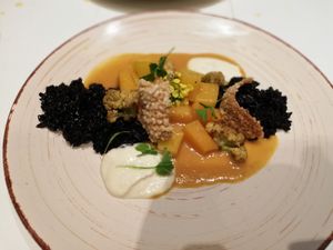 Black rice & pumpkin curry  at Diner sur Terre in Torhout