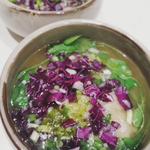 Jerusalem artichoke dumplings in white miso at Diner sur Terre in Torhout