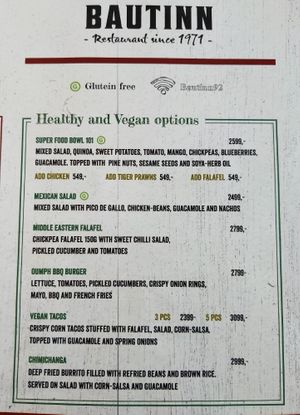 Menu April 22 at Bautinn in Akureyri