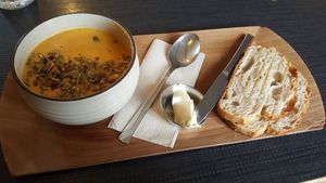 Curry carrot soup at Mama  in Reykjavik