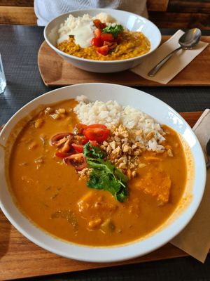 African stew and lentil dahl at Mama  in Reykjavik