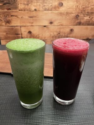 The Green One and the Red One juices   at Mama  in Reykjavik