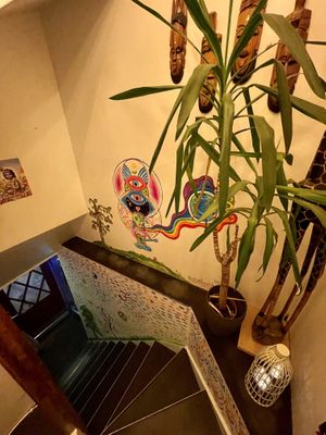 Stairs down from restaurant   at Mama  in Reykjavik