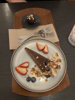 Peanut butter bliss ball and peanut butter cake  at Mama  in Reykjavik