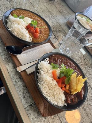Lentil curry (left) and chili (right)  at Mama  in Reykjavik