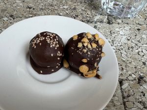 Bliss Balls
L - Tahini & Cacao bliss
R - Peanut Butter Bliss at Mama  in Reykjavik