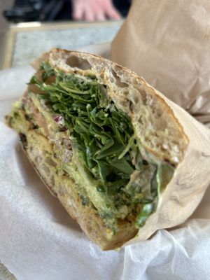 Hummus and pesto sandwich   at Mama  in Reykjavik