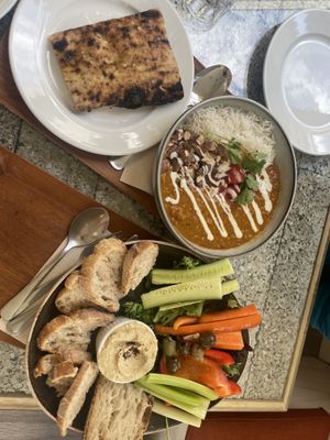 Garlic naan, Dhaal and Hummus Plate   at Mama  in Reykjavik