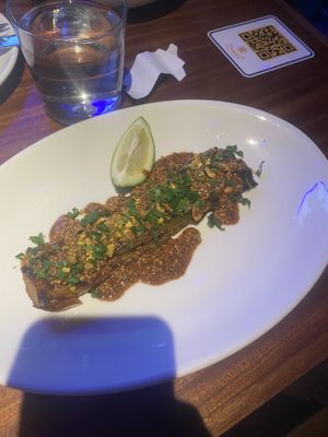 Leeks A La Plancha- 3/5, REALLY acidic, couldn’t have more than a few bites.   at Cosmica in Boston